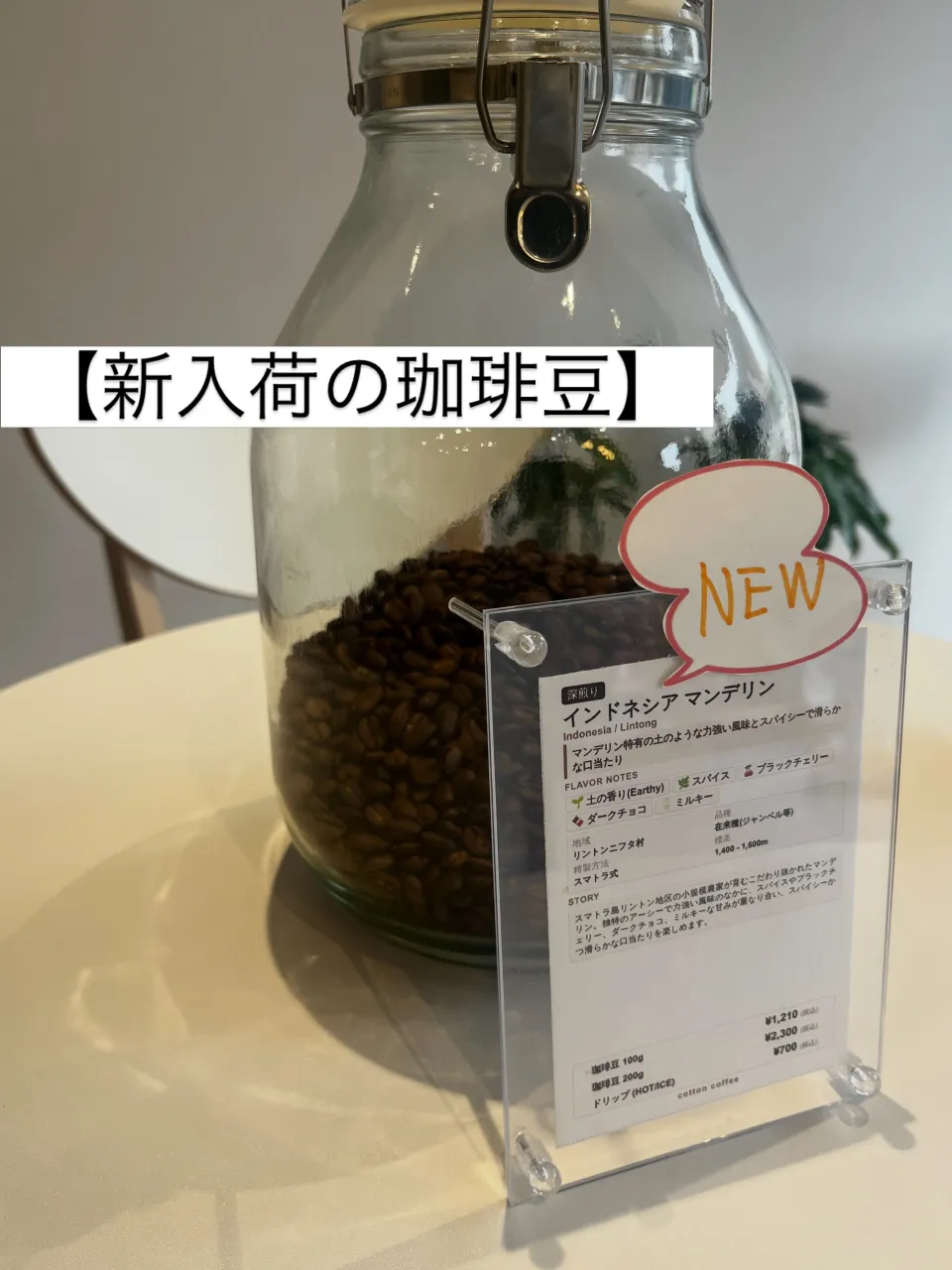 新入荷の豆のお知らせです☕️
